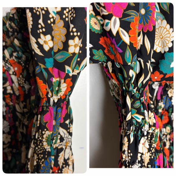 Floral Off-Shoulder Smocked Peasant Top - Black Multi size 2X - Picture 3 of 5